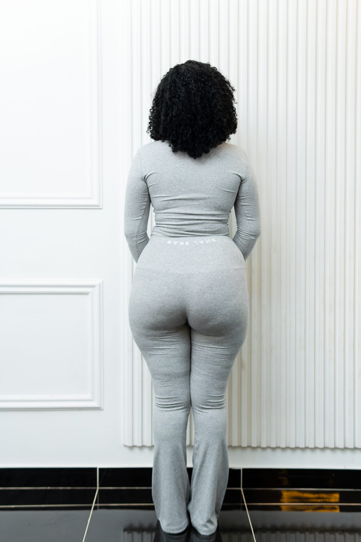 Back view of the Rare Jane Everyday Lounge Set in heather grey